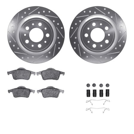 DYNAMIC FRICTION CO 7512-27031, Rotors-Drilled and Slotted-Silver w/ 5000 Advanced Brake Pads incl. Hardware, Zinc Coat 7512-27031
